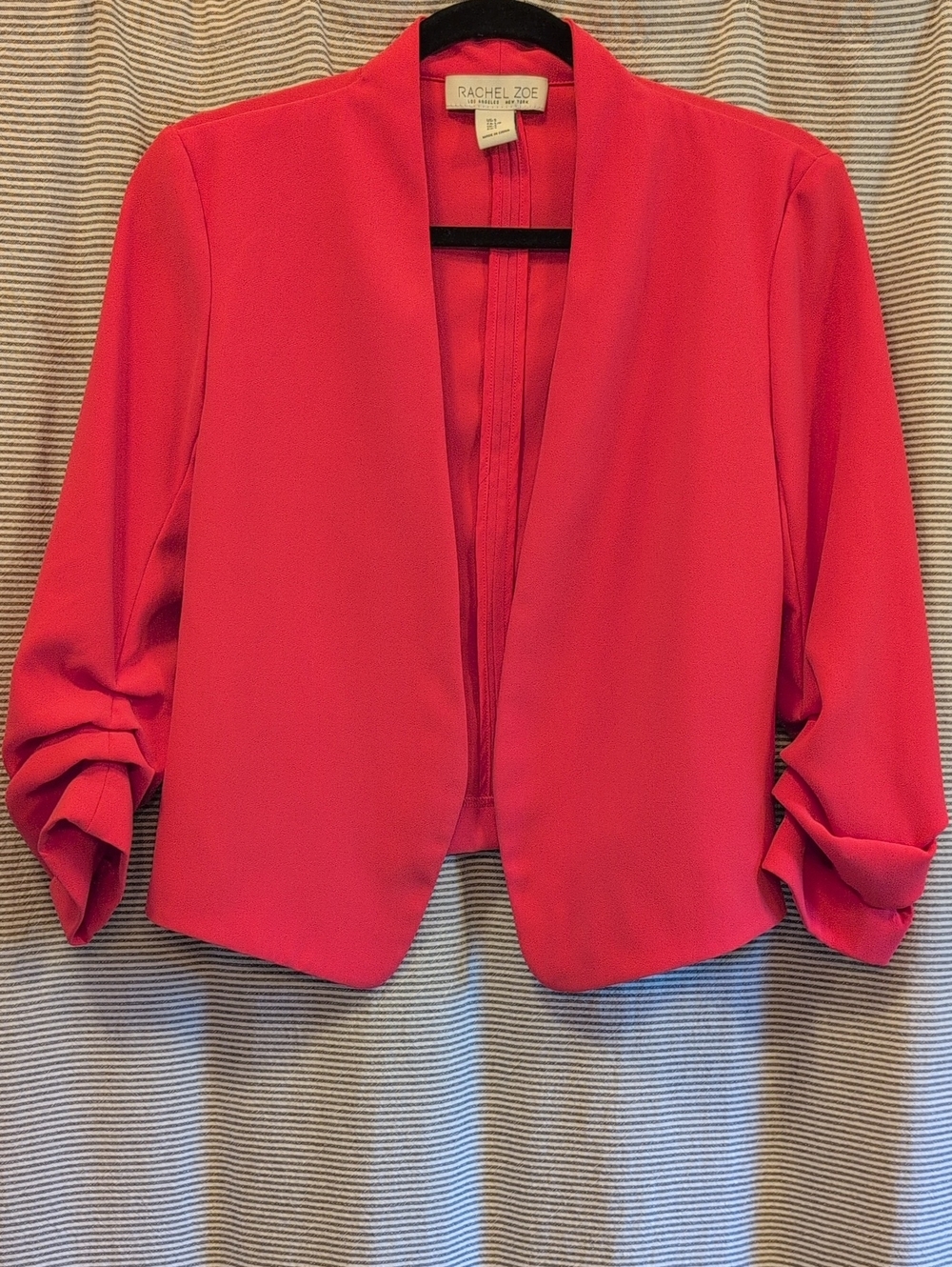 Rachel Zoe Coral-Pink Open Front Cropped Blazer